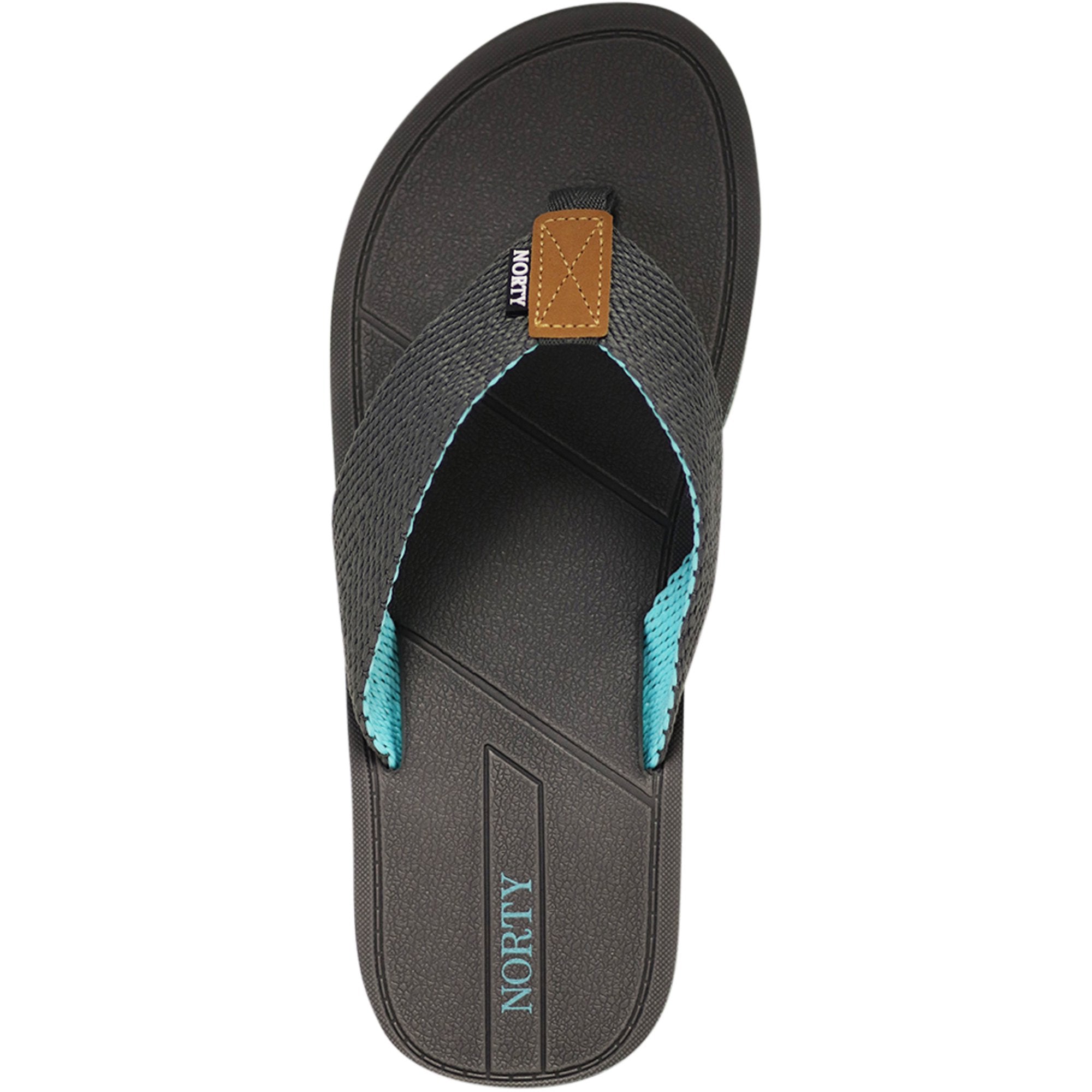 Norty Men's Flip Flop Sandal Grey Turquoise (11115)