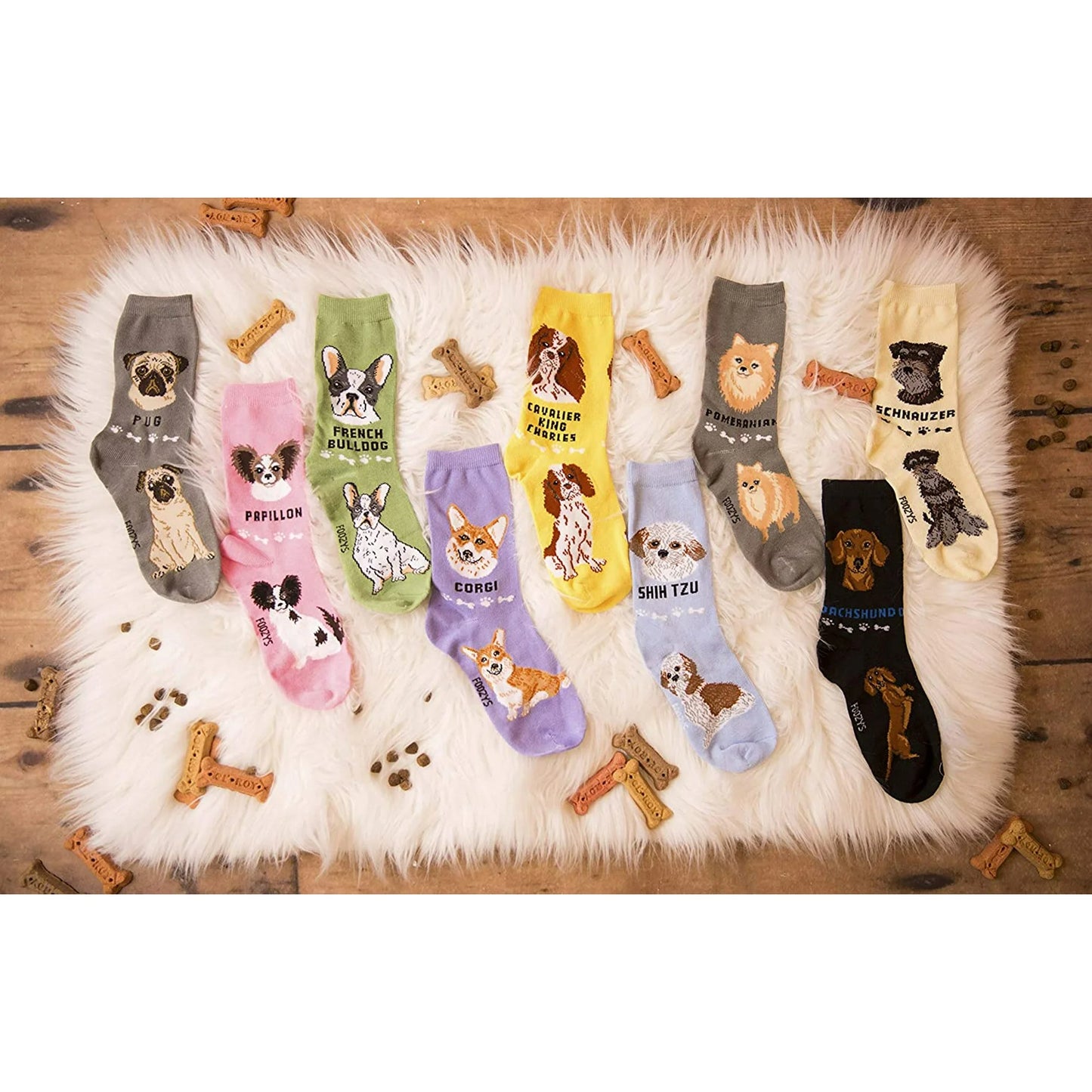 Foozys Unisex Crew Socks Canine Collection (French Bulldog)