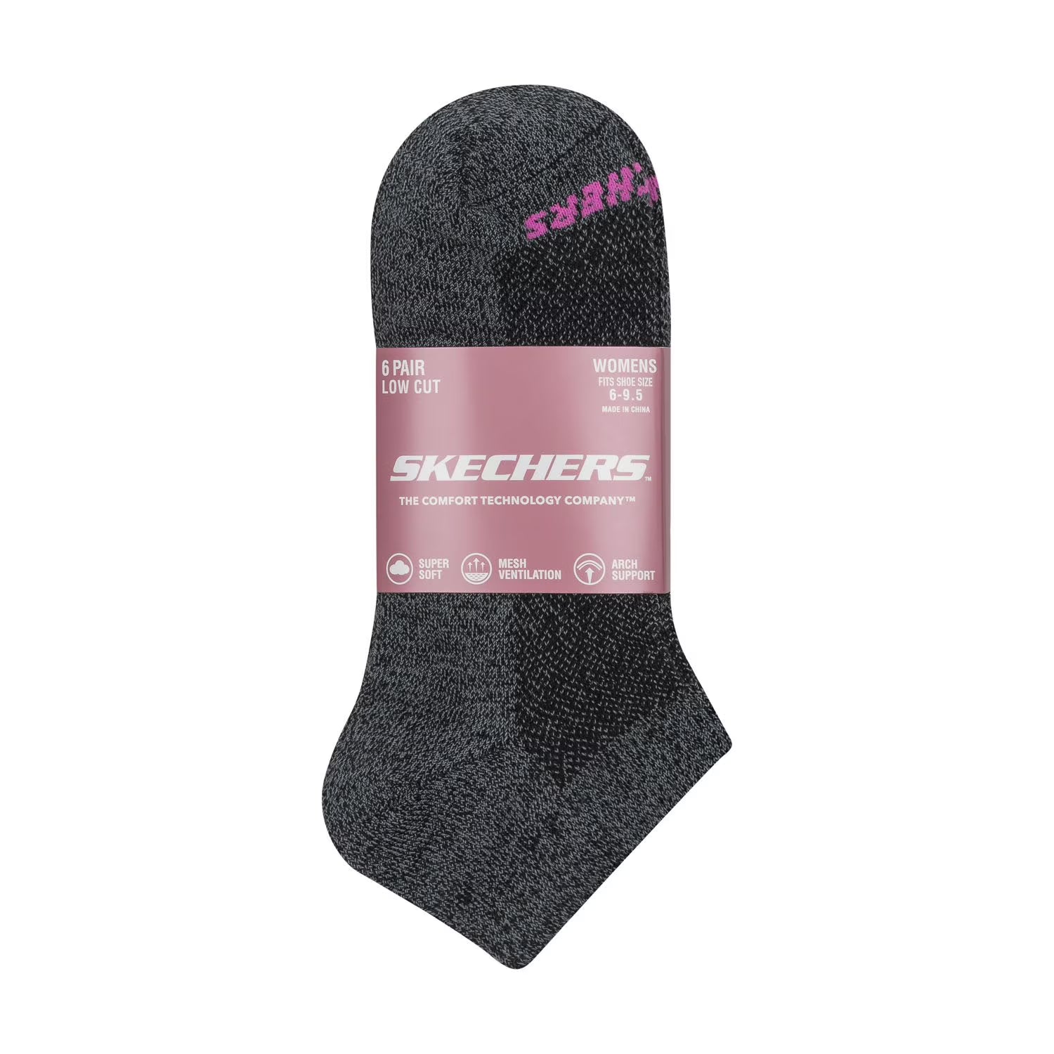 Skechers Women's Super Soft Low-Cut Sock - Black Pack (6-Pair)
