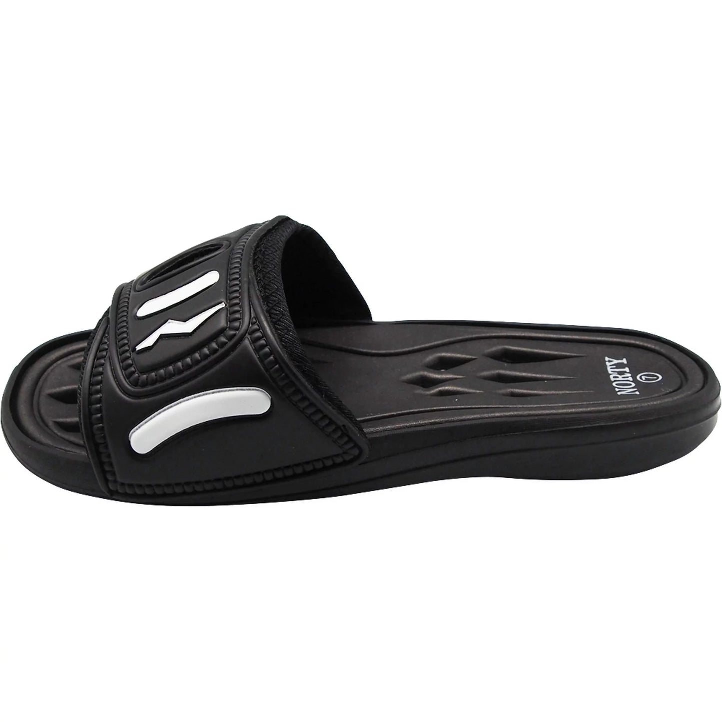 NORTY Mens Drainage Slide Sandals Adult Male Footbed Sandals, (C1023) Black