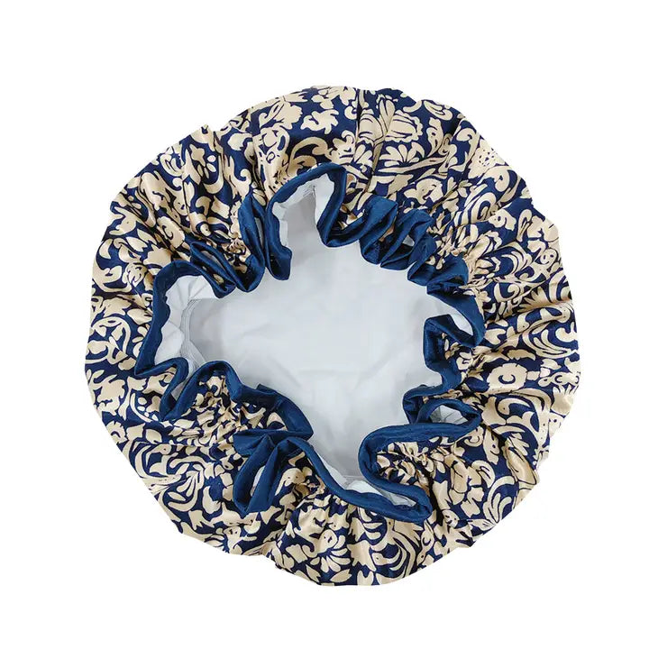 Wrapables Reusable Women's Waterproof Shower Caps, Damask
