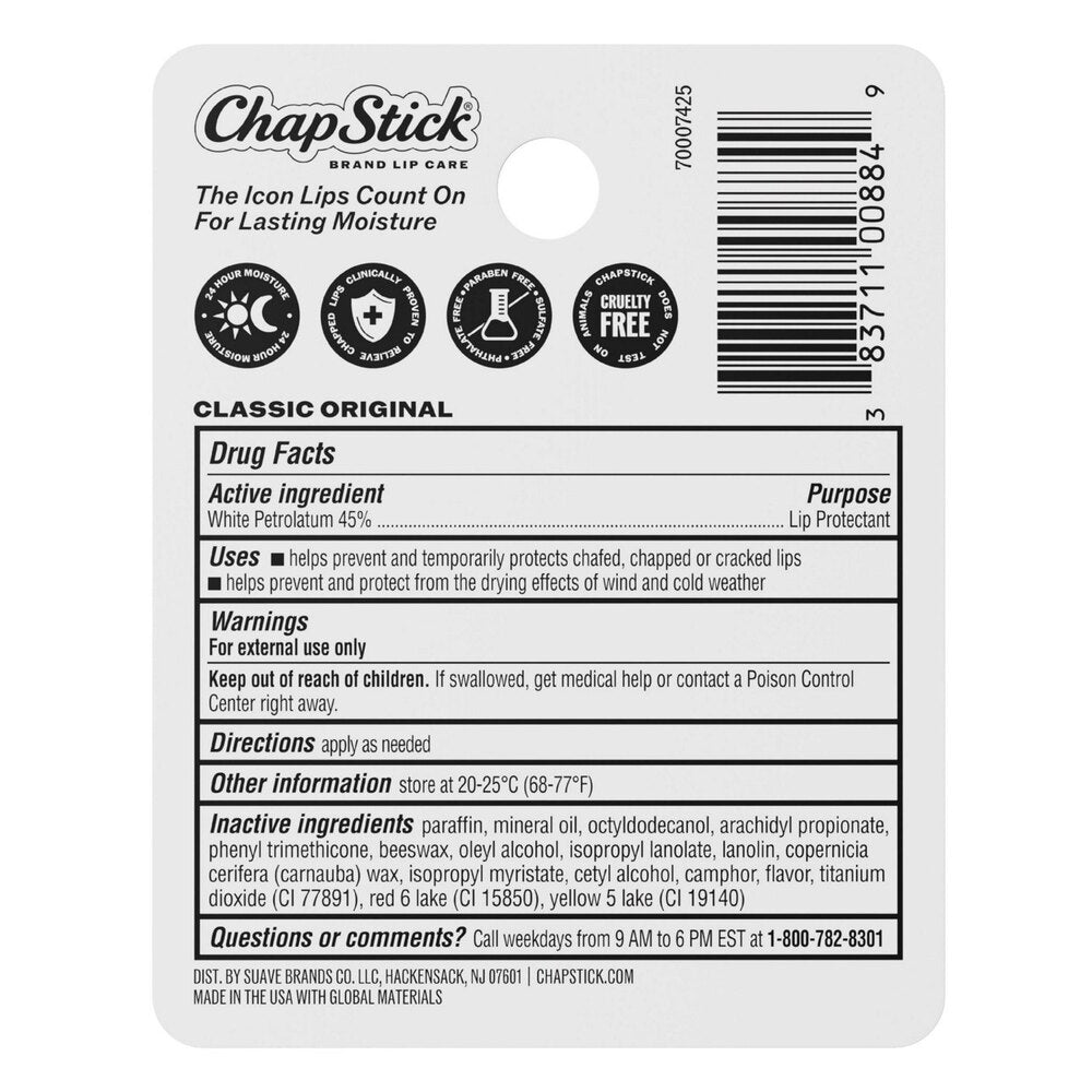 ChapStick Classic Original Lip Balm Tubes, Lip Care - 0.15 Oz (1-Pack)