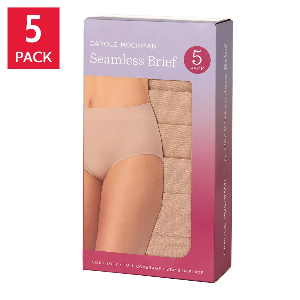 Carole Hochman Women's Seamless Brief, Assorted Colors (5-Pack)