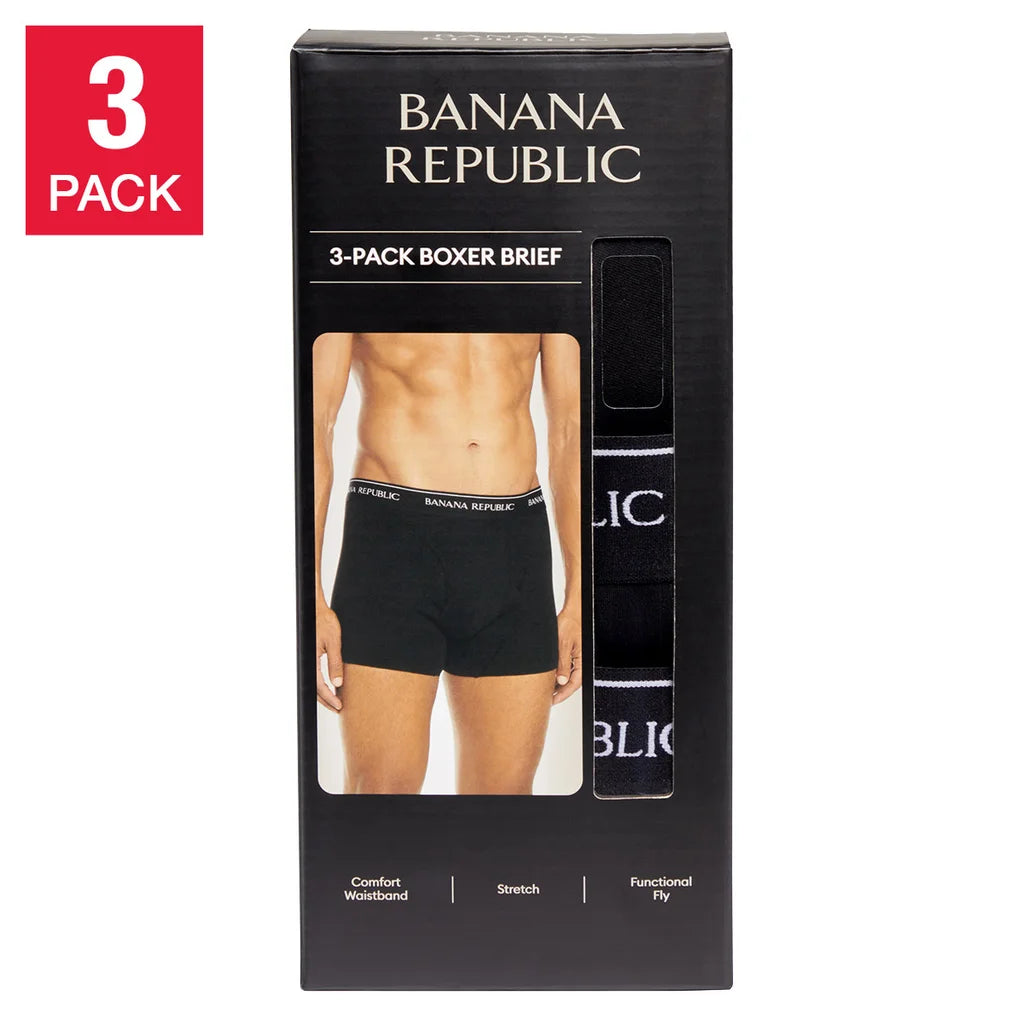 Banana Republic Men's Boxer Brief, Black (3-Pack)