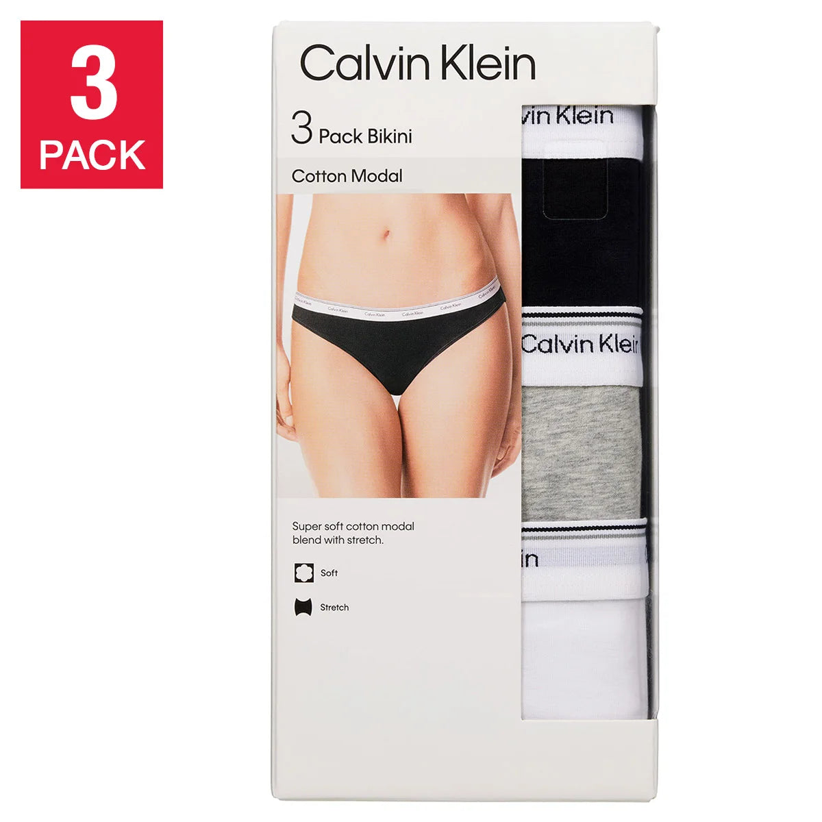 Calvin Klein Women’s Bikini, (3-Pack)
