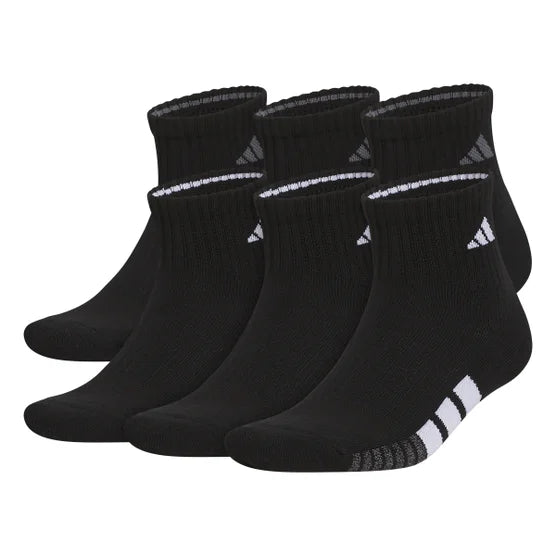 adidas Men's Quarter Sock, 6-12 (Black) (6-pair)
