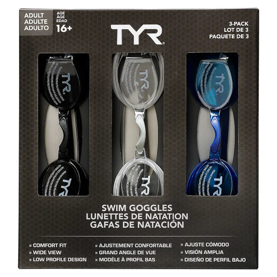 TYR Adult Swim Goggle 3-pack