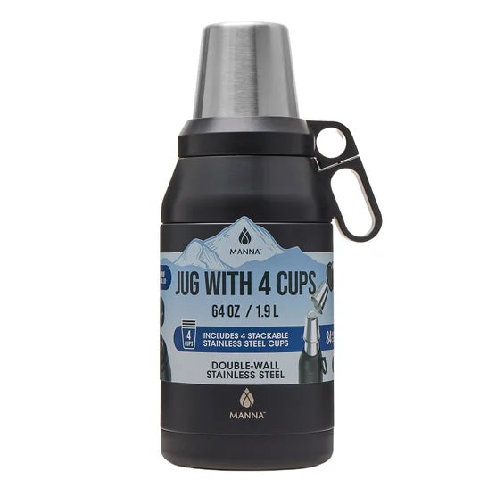 Manna Stack Stainless Steel Insulated Growler - 64 Oz - Black