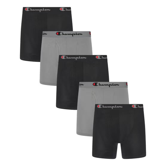 Champion Men's Performance Mesh Boxer Brief, (5-Pack)