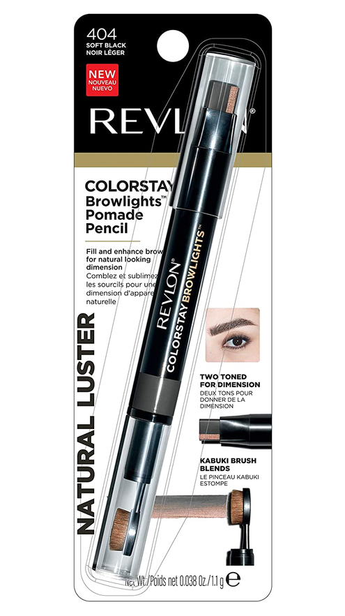 Revlon Colorstay Browlights Pencil, Eyebrow Pencil & Brow Highlighter, 404 Soft Black