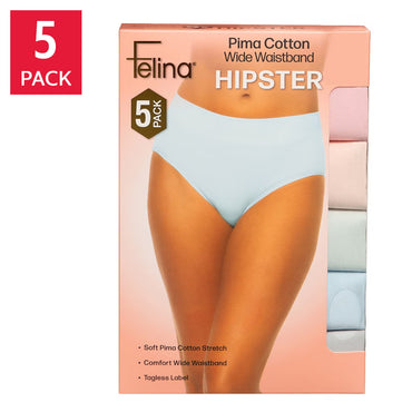 Felina Women's Pima Cotton Hipster, Assorted Colors (5-Pack)