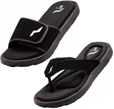 NORTY Mens Memory Foam Slides Adult Male Slide Sandals, Black