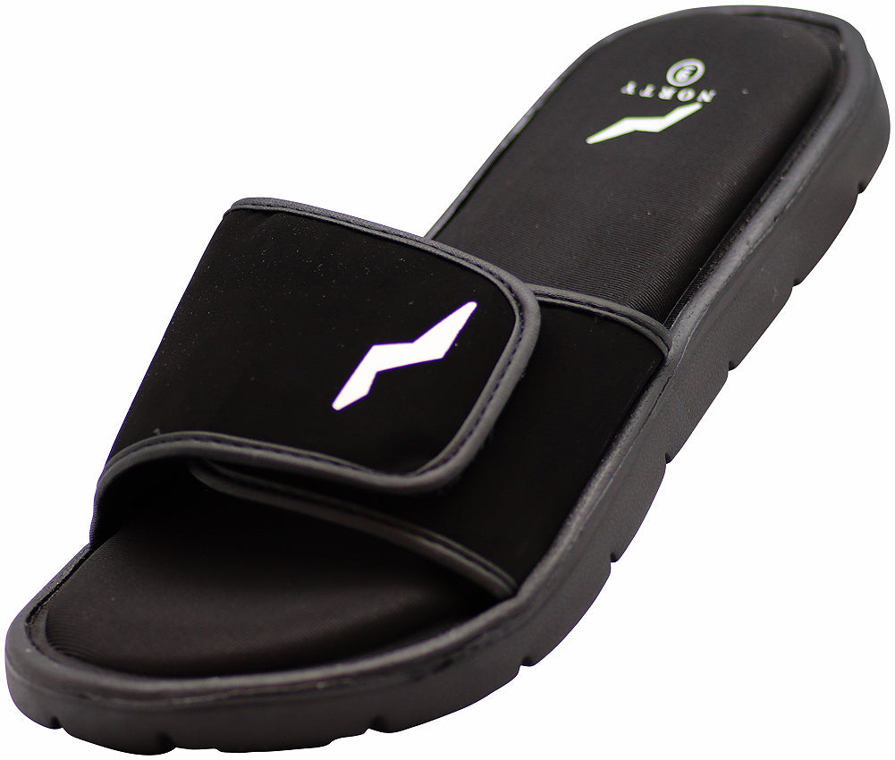 NORTY Mens Memory Foam Slides Adult Male Slide Sandals, Black