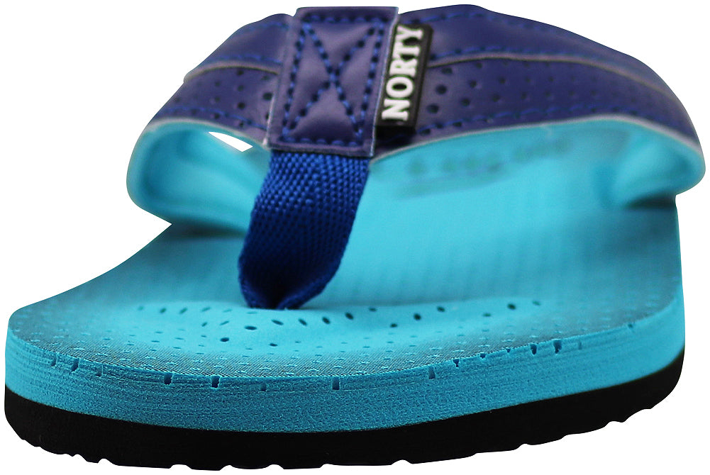 Norty Women's Soft Cushioned Footbed Flip Flop Thong Sandal, Blue