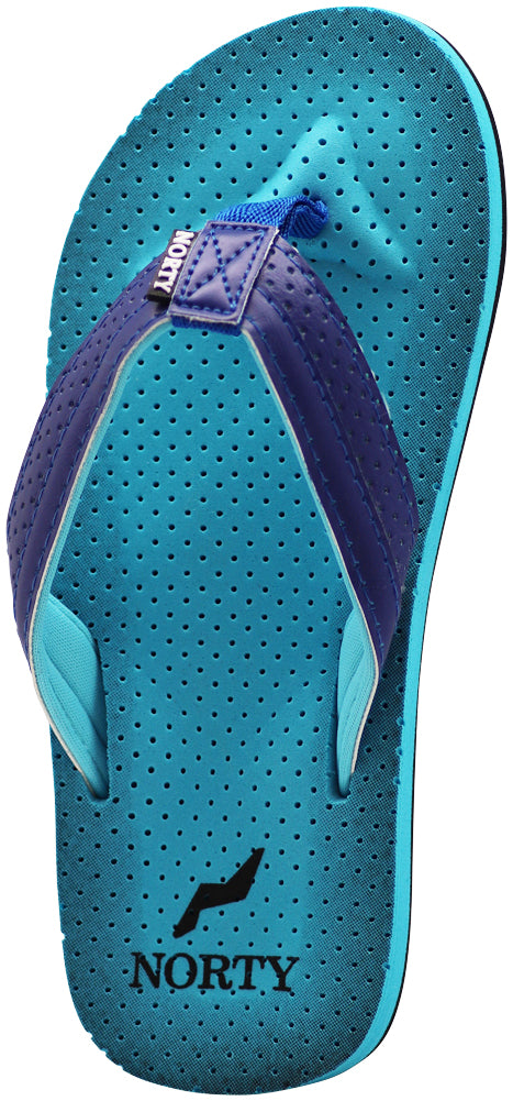 Norty Women's Soft Cushioned Footbed Flip Flop Thong Sandal, Blue