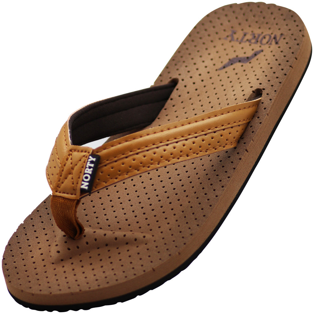 Norty Women's Soft Cushioned Footbed Flip Flop Thong Sandal, Camel