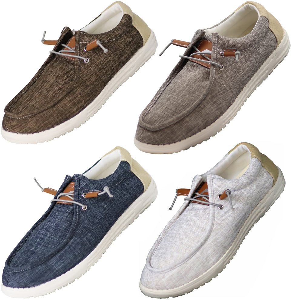 NORTY Mens Slip On Lace Up Low Top Boat Loafer Comfortable & Lightweight Shoe (15661)