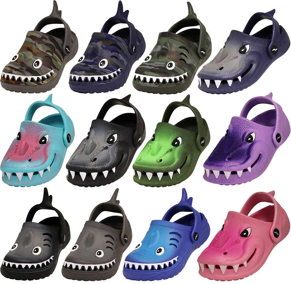 NORTY - Boy's Girl's Children Toddler Kid Fun Slip on Sandal Slipper Clog Shoe - Blue Shark (C1210)