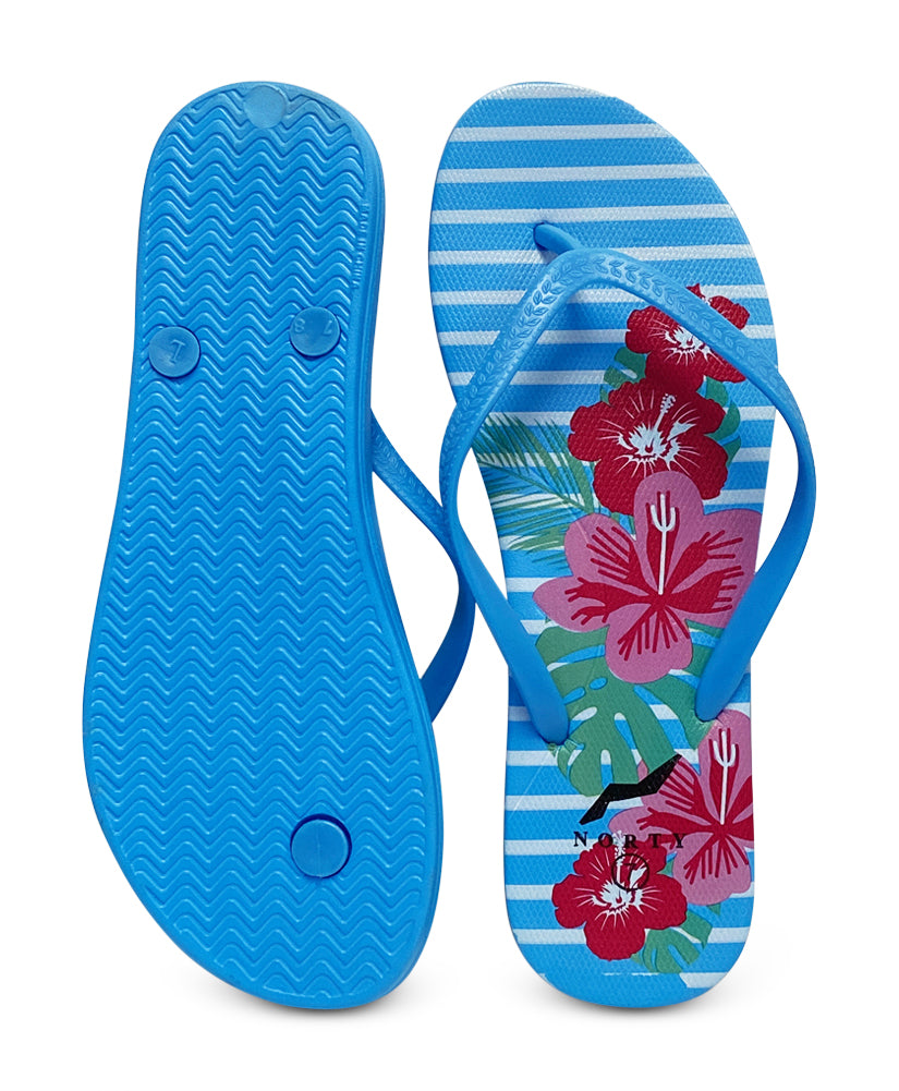 NORTY Womens Eva Flip Flop Sandal Stripes, Hibiscus Stripe (22018A)