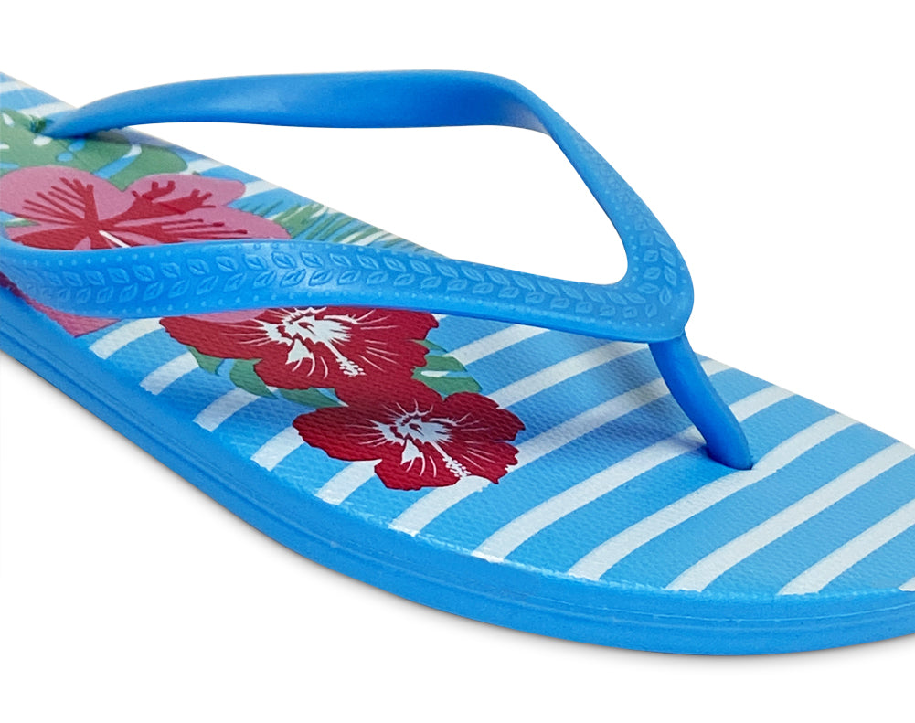 NORTY Womens Eva Flip Flop Sandal Stripes, Hibiscus Stripe (22018A)