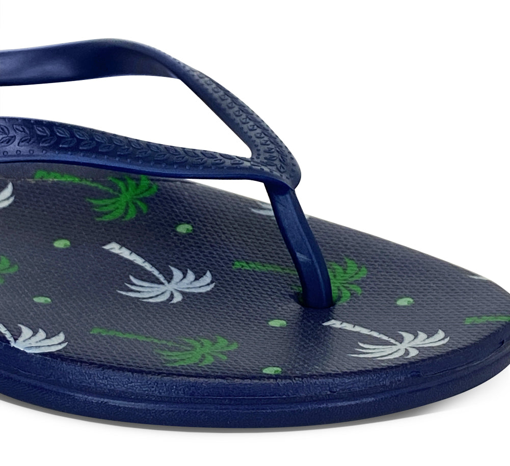 NORTY Women's Easy to Wear Casual EVA Flip Flop Sandal, Navy Palm (22019A)
