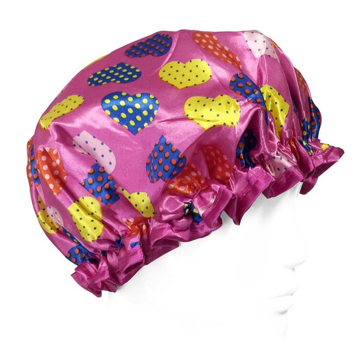 Wrapables Trendy Satin Shower Cap, Dottie Hearts
