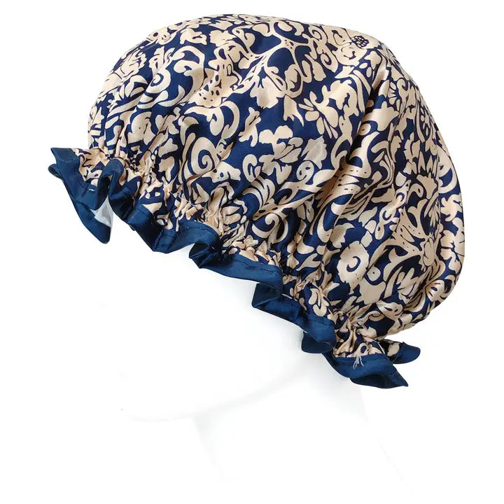 Wrapables Reusable Women's Waterproof Shower Caps, Damask
