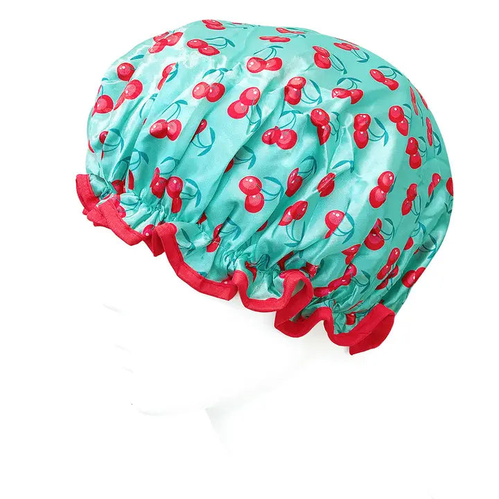 Wrapables Double Layer Waterproof Shower Caps, Dots, Cherries & Kitties (Set of 4)
