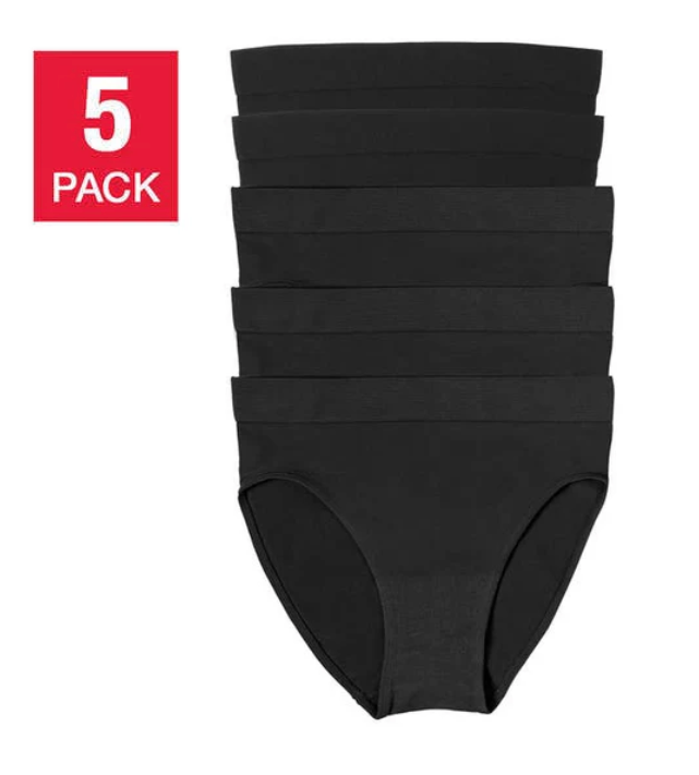 Felina Body Smooth Hi Cut Seamless Brief - Black (5-pack)
