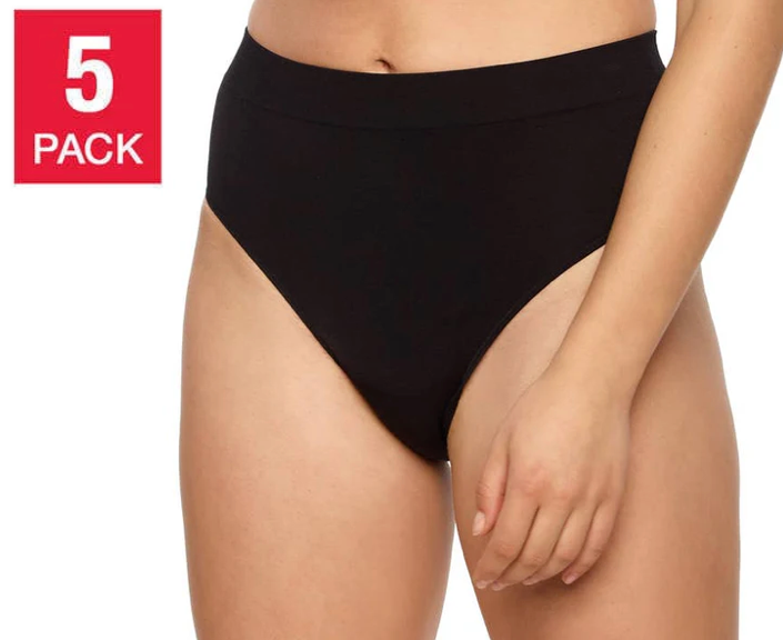 Felina Body Smooth Hi Cut Seamless Brief - Black (5-pack)