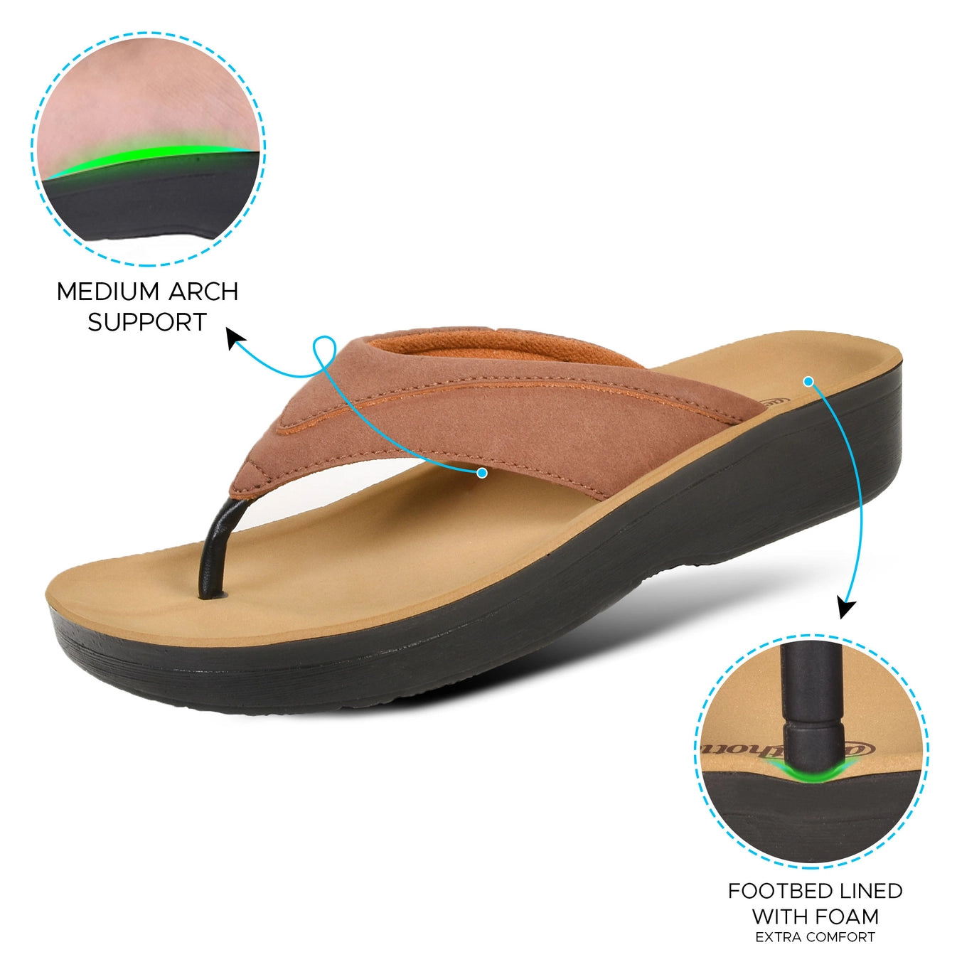 Aerothotic - Women's Tera Casual Comfortable Arch Supportive - Brown