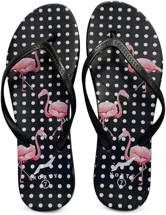 NORTY Women's Easy to Wear Casual EVA Flip Flop Sandal, Flamingos W Dots (22017A)