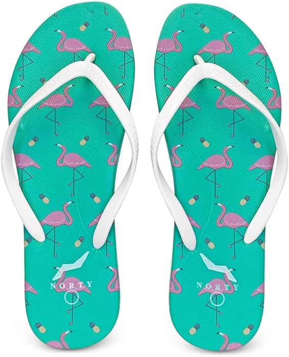 NORTY Women's Easy to Wear Casual EVA Flip Flop Sandal, Flamingos Teal (22017B)