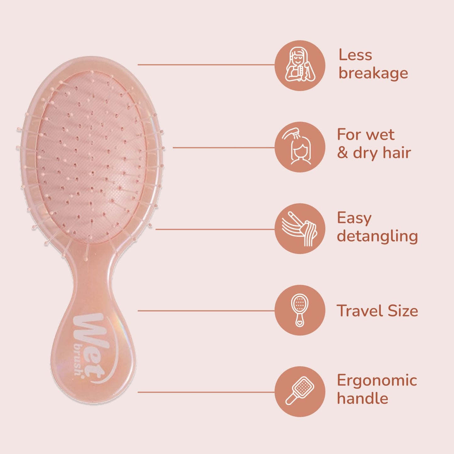 Wet Brush Mini Detangler Hair Brush, Detangling Hairbrush - Bronze