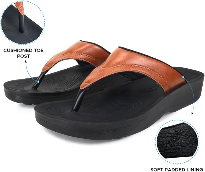 Aerothotic - Ostrya Thong Sandals For Women - Tan (L0336)