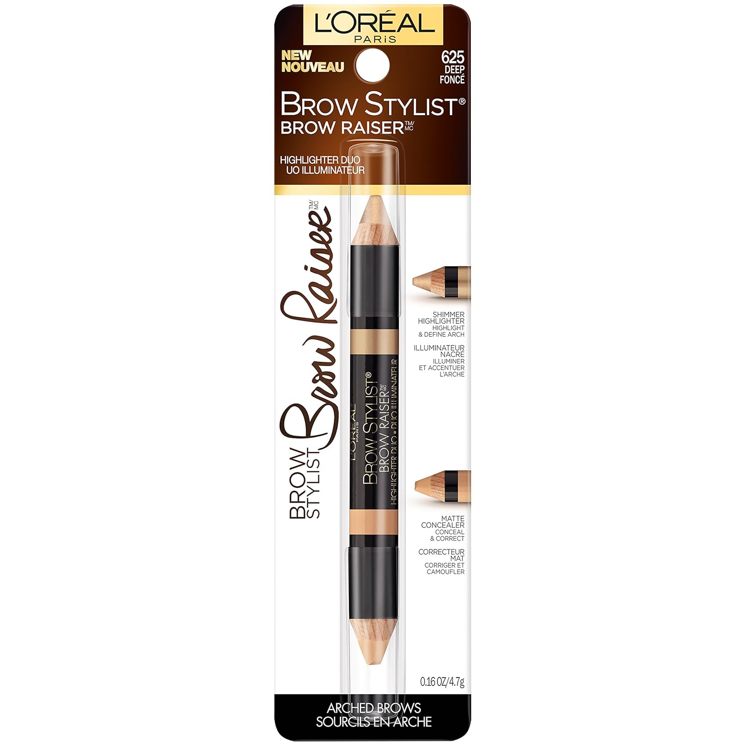 L'OREAL Cosmetics Stylist Brow Raiser Highlighter Duo, (625) Deep