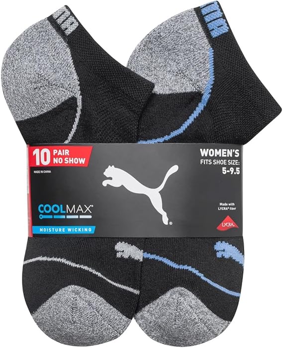 PUMA Ladies Cool Max No Show Socks (10-Pair)