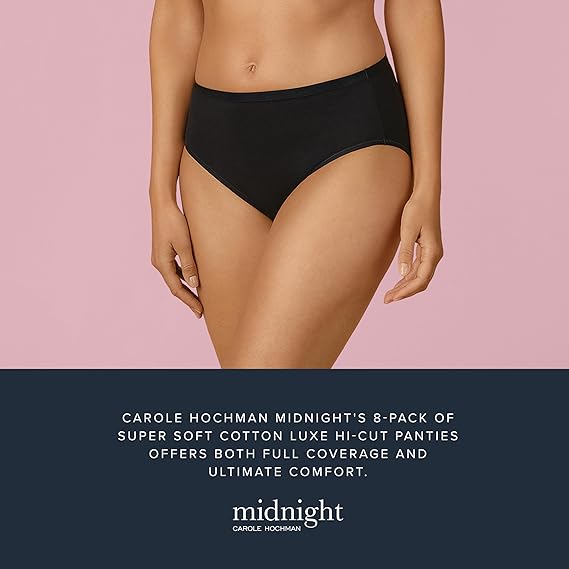 Carole Hochman Ladies Midnight, Super Soft Cotton, Hi-Cut Briefs (8-Pack)