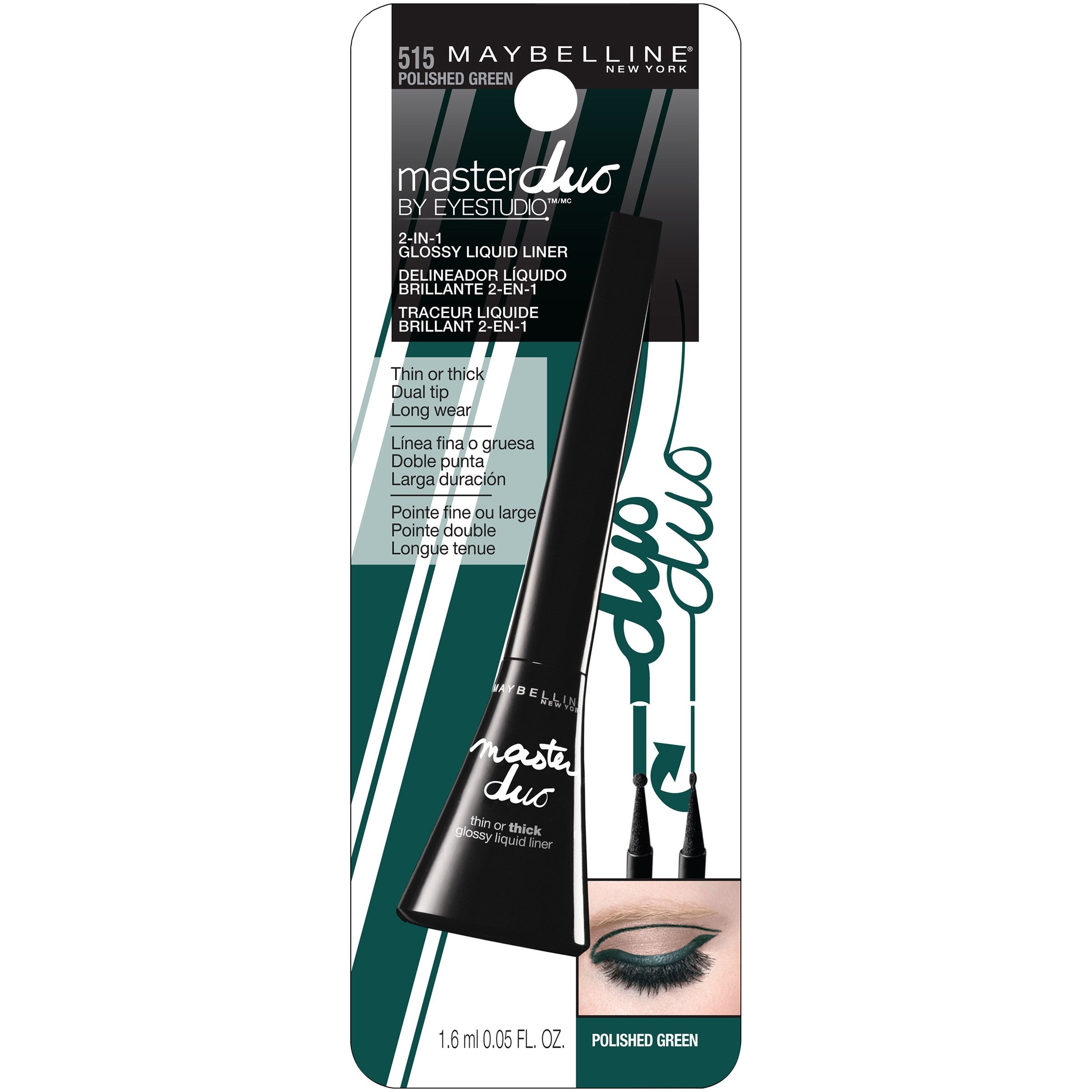 Maybelline Eye Studio Master Duo Glossy Liquid Liner, 515 Polished Green