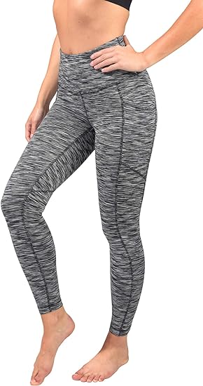 90 Degree By Reflex - Women's High Waist Space Dye 7/8 Ankle Leggings with  Side Pockets