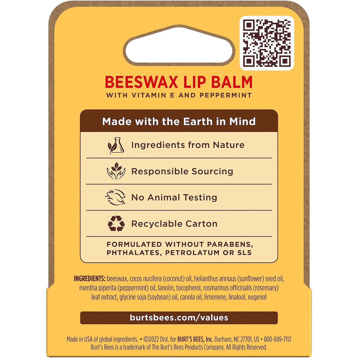 Burt's Bees 100% Natural Origin Moisturizing Beeswax Lip Balm