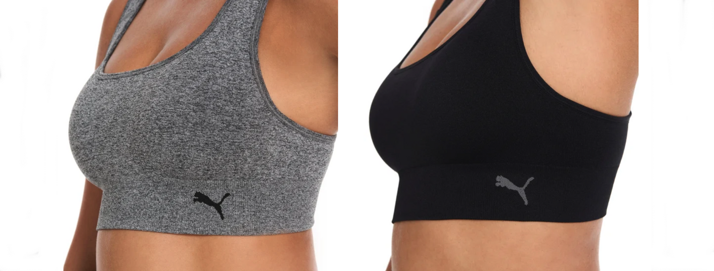 PUMA Ladies' Seamless Sports Bra - (Black) (2-Pair)