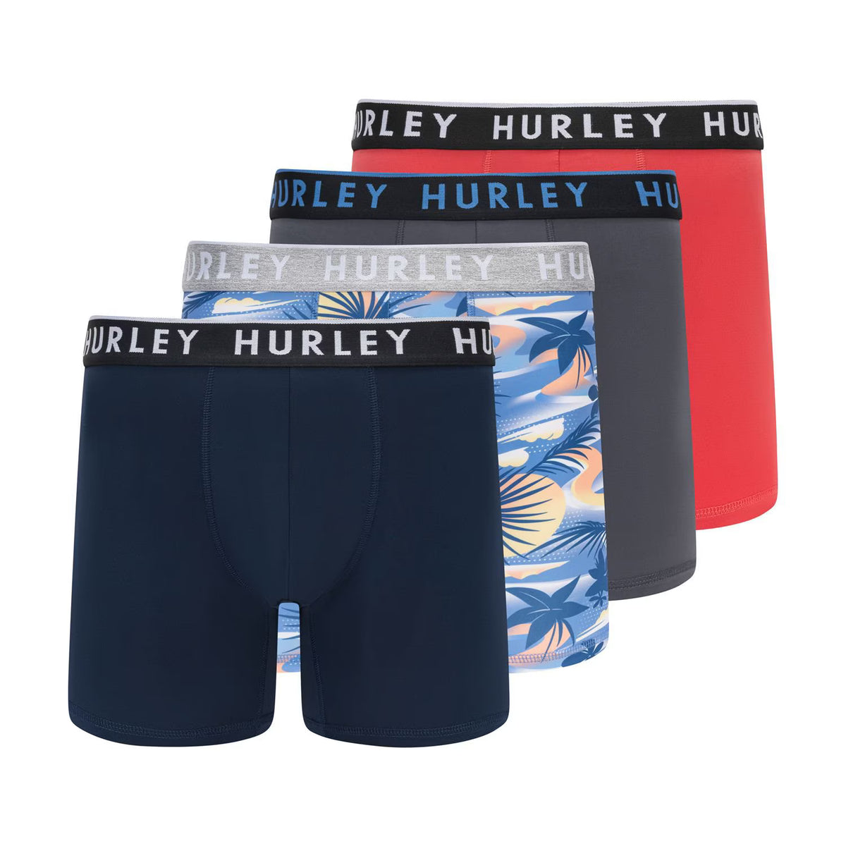 Hurley Men's Mens Boxer Brief, Assorted Colors (4-Pack)