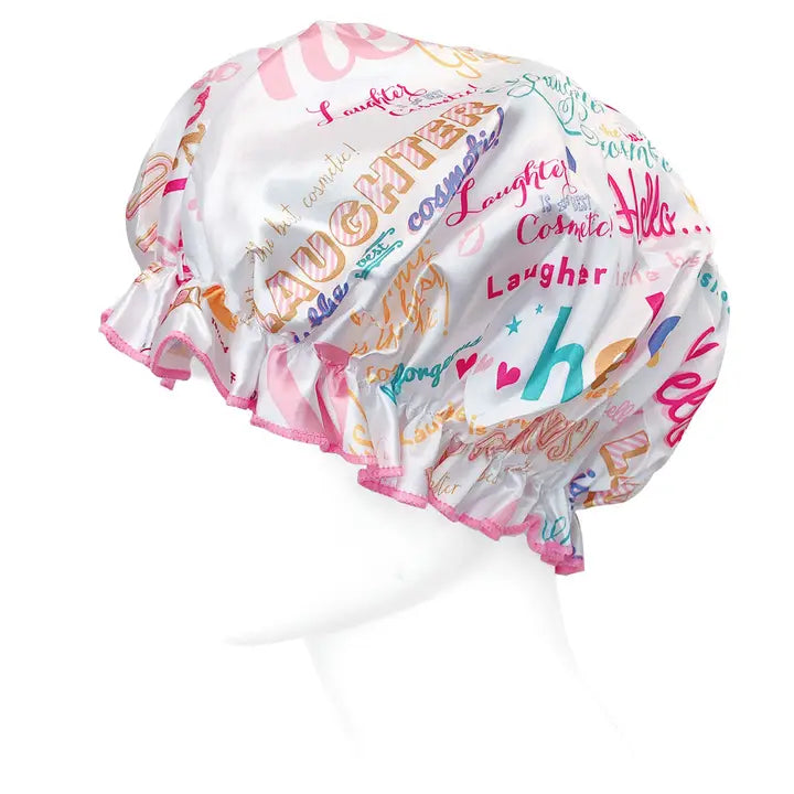 Wrapables Reusable Womens Waterproof Shower Caps, Hello Laughter
