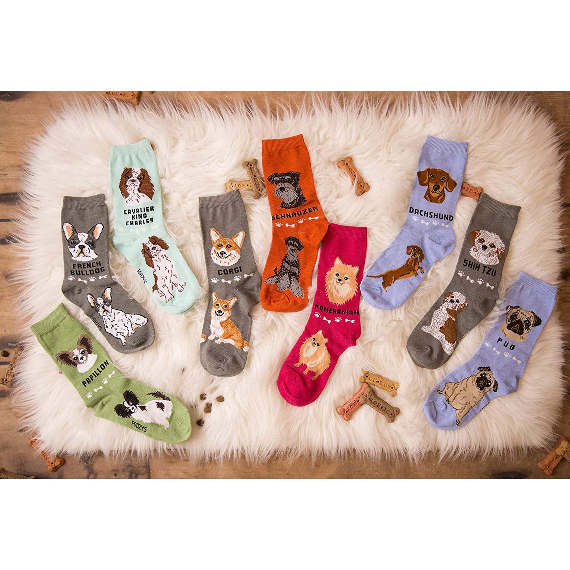 Foozys Unisex Crew Socks Canine Collection (Corgi)