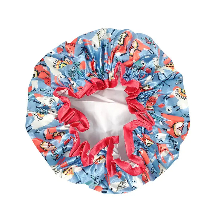 Wrapables Reusable Women's Waterproof Shower Caps, Llamas
