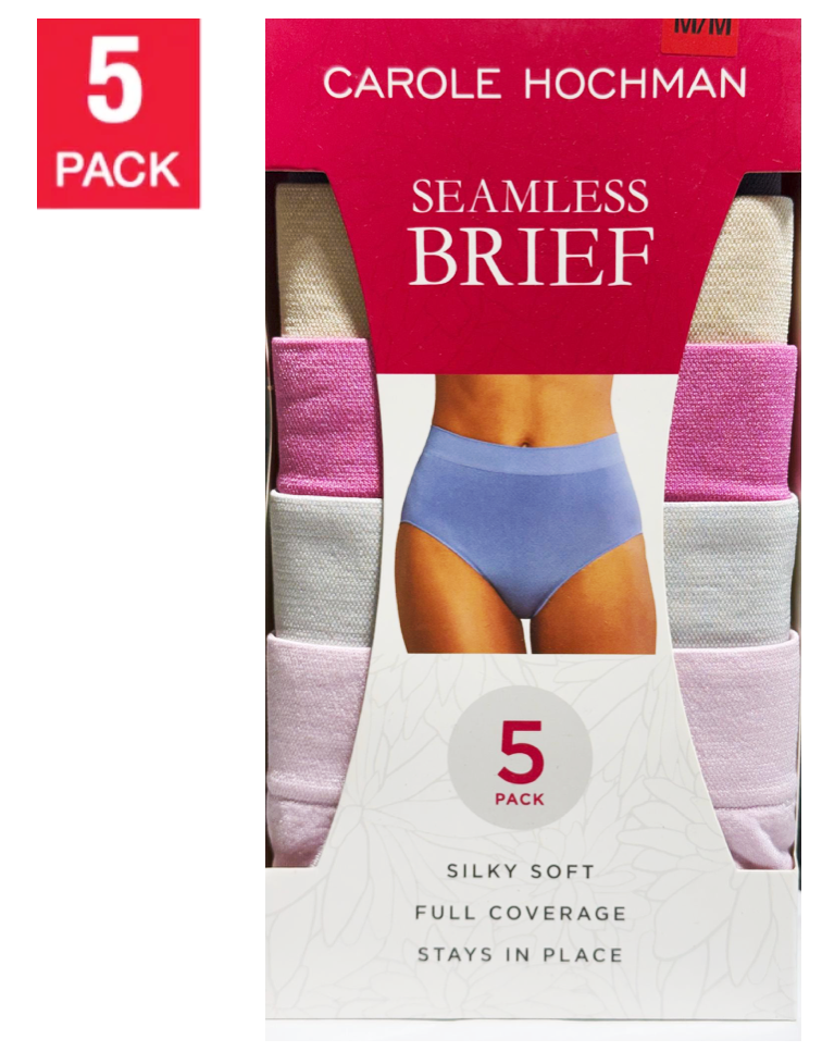 Carole Hochman Ladies' Seamless Brief - Assorted Colors (5-Pack)