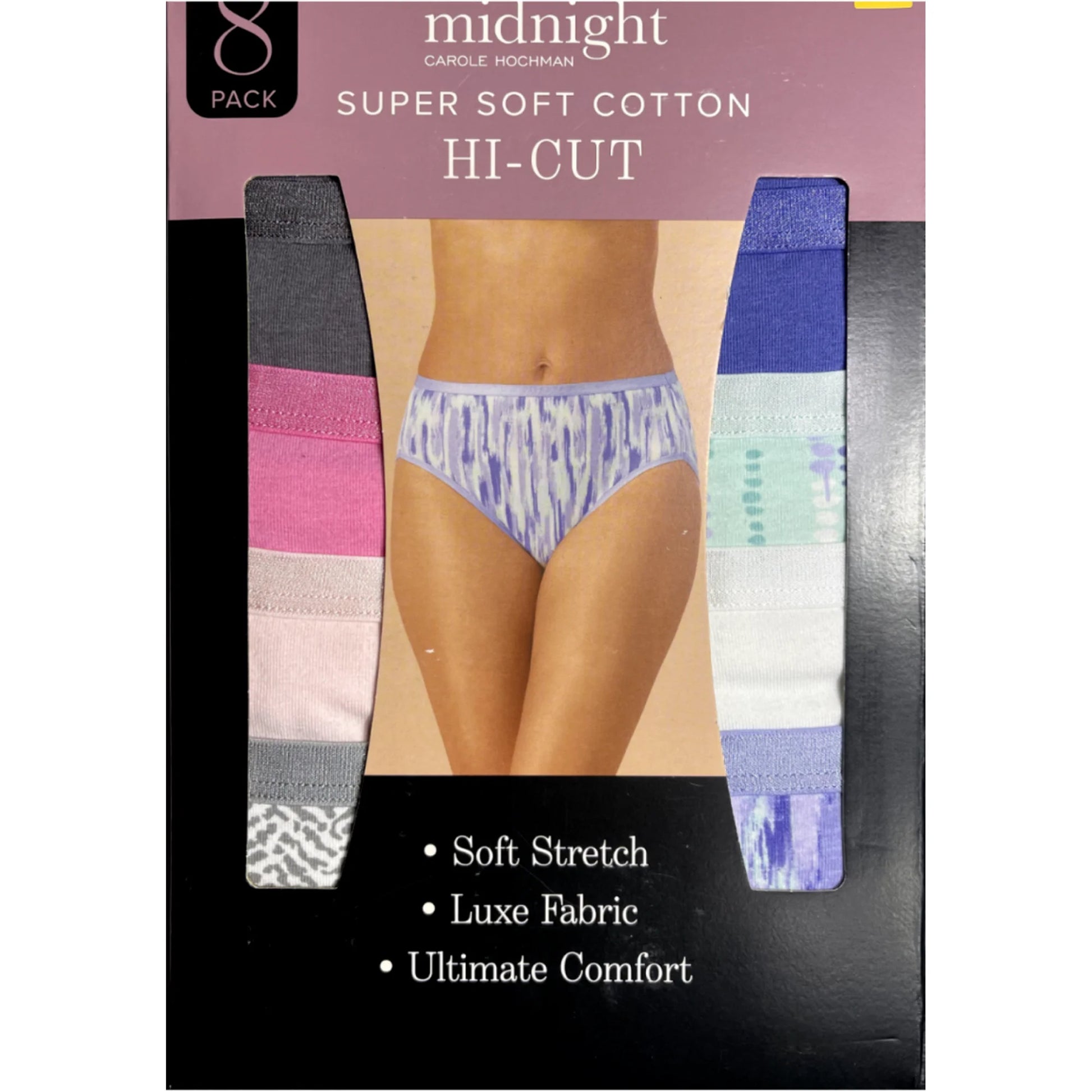 Carole Hochman Ladies Midnight, Super Soft Cotton, Hi-Cut Briefs (8-Pack)
