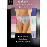 Carole Hochman Ladies Midnight, Super Soft Cotton, Hi-Cut Briefs (8-Pack)