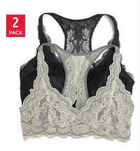 Felina lace Bralette 2-Pack (Grey/Black - Large)
